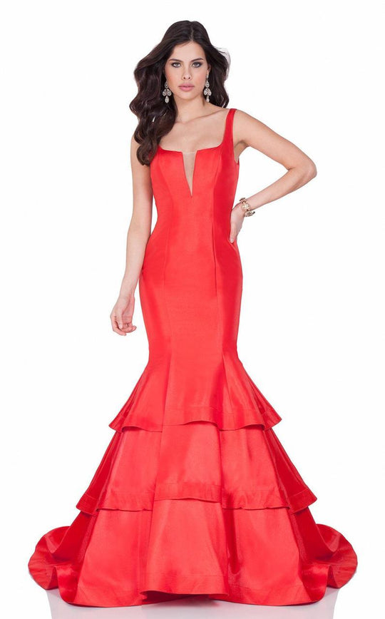 Terani Couture - Ruffled Evening Gown 1623E1654 In Red