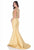 Terani Couture - 1623M1831 Jeweled Bateau Trumpet Dress in Gold