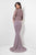 Terani Couture - 1623M1838 Quarter Sleeve Jeweled Lace High Slit Gown In Brown