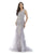 Morrell Maxie - 16244 Bead Embellished Trumpet Evening Gown In Blue and Gray