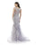 Morrell Maxie - 16244 Bead Embellished Trumpet Evening Gown In Blue and Gray