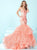 Tiffany Homecoming - Long Strapless Dress with Lace Bodice 16248 in Pink and Neutral