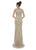 Ashley Lauren - 1624 Embellished High Neck Dress with Slit In Pink and Gold