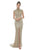 Ashley Lauren - 1624 Embellished High Neck Dress with Slit In Pink and Gold