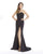 Morrell Maxie - 16250 Pleated Sweetheart Dress with Slit In Black