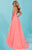 Tiffany Homecoming - 16255 Illusion Crystal Ornate High Slit Chiffon Gown In Pink
