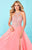 Tiffany Homecoming - 16255 Illusion Crystal Ornate High Slit Chiffon Gown In Pink