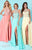 Tiffany Homecoming - 16255 Illusion Crystal Ornate High Slit Chiffon Gown In Blue and Yellow