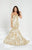 Tiffany Homecoming - 16260 Plunging Sweetheart Sequined Mermaid Gown In White and Gold