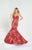 Tiffany Homecoming - 16260 Plunging Sweetheart Sequined Mermaid Gown In Red and Neutral