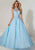 Tiffany Homecoming - 16261 Illusion High Neck Jewel Festooned Ballgown In Blue