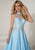 Tiffany Homecoming - 16261 Illusion High Neck Jewel Festooned Ballgown In Blue