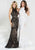 Tiffany Homecoming - 16263 Sequined Illusion High Neck Sheath Gown In Black and White