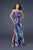 La Femme - 16265 Printed Asymmetric A-line Dress In Purple and Print