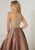 Tiffany Homecoming - 16269 Beaded High Halter Mikado Ballgown In Brown and Neutral