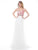 Colors Dress - 1626 Strapless Embellished Printed Long Gown in White and Red