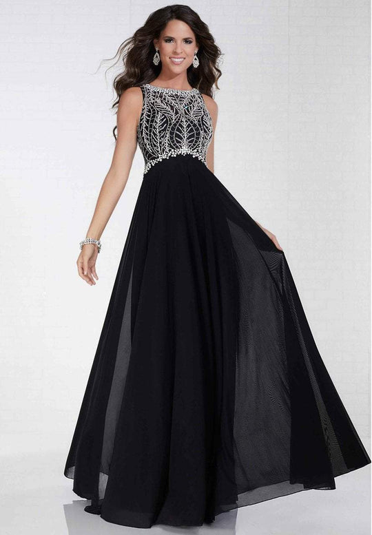Tiffany Homecoming - 16275 Sleeveless Crystal Foliage  A-Line Gown In Black