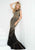 Tiffany Homecoming - 16276 Cap Sleeve Gilt Beaded Illusion Trumpet Gown In Black and Gold
