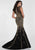 Tiffany Homecoming - 16276 Cap Sleeve Gilt Beaded Illusion Trumpet Gown In Black and Gold