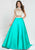 Tiffany Homecoming - 16277 Cap Sleeve Illusion Choker Mikado Gown In Neutral and Green