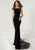 Tiffany Homecoming - 16278 Bateau Neck Paisley Ornate Velvet Gown In Black