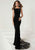Tiffany Designs - Bateau Neck Paisley Ornate Velvet Gown 16278 In Black