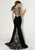 Tiffany Homecoming - 16278 Bateau Neck Paisley Ornate Velvet Gown In Black