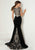 Tiffany Designs - Bateau Neck Paisley Ornate Velvet Gown 16278 In Black