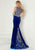 Tiffany Homecoming - 16278 Bateau Neck Paisley Ornate Velvet Gown In Blue