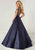 Tiffany Homecoming - 16283 Beaded V-neck Shimmer Satin A-line Gown In Blue