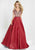 Tiffany Homecoming - 16283 Beaded V-neck Shimmer Satin A-line Gown In Red
