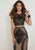 Tiffany Homecoming - 16288 Crystal Accented Jewel Neck Sheath Dress In Black and Neutral