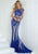 Tiffany Homecoming - 16288 Crystal Accented Jewel Neck Sheath Dress In Blue and Neutral