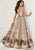 Tiffany Homecoming - 16291 Deep V-neck Floral Print A-line Gown In Brown and Multi-Color