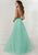 16295 Rhinestone Embellished Chiffon A-Line Gown In Green and Neutral
