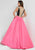 Tiffany Homecoming - 16297 Beaded Deep V-neck Shimmer Satin Ballgown In Black and Pink
