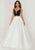Tiffany Homecoming - 16297 Beaded Deep V-neck Shimmer Satin Ballgown In White