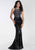Tiffany Designs - Sequined Halter Sheath Evening Gown 16298 In Black
