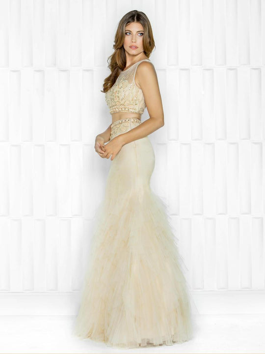 Colors Dress - 1629 Sleeveless Two-Piece Evening Gown in Neutral