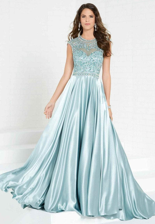 Tiffany Homecoming - 16304 Beaded Jewel Satin A-line Dress In Green and Blue