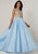 Tiffany Homecoming - 16308 Embellished Illusion Bateau Mikado Ballgown In Neutral and Blue