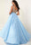 Tiffany Homecoming - 16308 Embellished Illusion Bateau Mikado Ballgown In Neutral and Blue