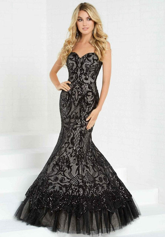 Tiffany Homecoming - 16309 Strapless Sequined Sweetheart Mermaid Dress In Black and Neutral