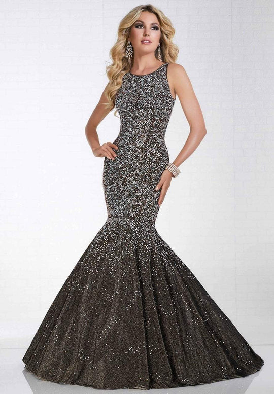 Tiffany Homecoming - 16310 Embellished Halter Neck Mermaid Dress In Gold and Black