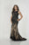 Tiffany Homecoming - 16314 Notched Neckline Fitted Lace Gown In Black and Neutral
