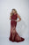 Tiffany Homecoming - 16314 Notched Neckline Fitted Lace Gown In Red and Neutral