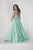 Tiffany Homecoming - 16315 Beaded V-neck Satin Ballgown In Green and Neutral