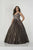 Tiffany Homecoming - 16315 Beaded V-neck Satin Ballgown In Gray and Neutral