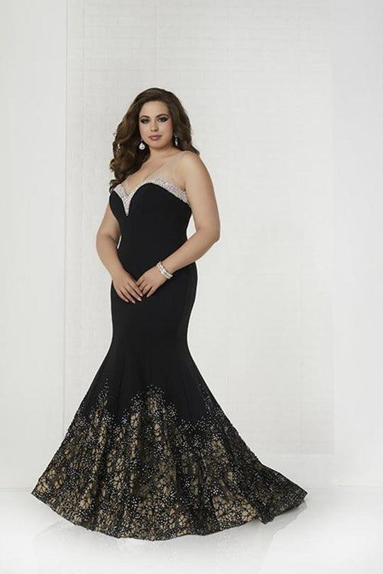 Tiffany Homecoming - 16318 Faux Strapless Mermaid Gown In Black and Neutral