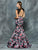 Colors Dress - 1631 Contrasting Floral Print Evening Gown in Black